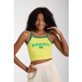 3 ROPE Sarı Brasil Vintage Askılı Crop Bluz