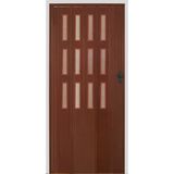 3 Sıra Camlı Akordeon Kapı Ceviz Ahşap Desenli 72X215cm