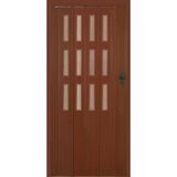 3 Sıra Camlı Akordeon Kapı, Ceviz Ahşap Desenli, 87X215 Cm
