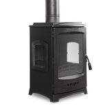 3 taraflı odun sobası, cam döküm, çift yanma sistemi, CE ve Ecodesign 2022 sertifikalı, odun ve kömür ısıtıcı, 68 kg, 5 kW