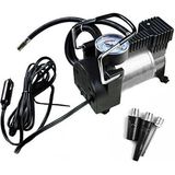 3 Tıkla Metal Gövdeli 150 PSI/30L Dakika Lastik Hava Kompresörü 12V Profesyonel - Metal Gri - Siyah