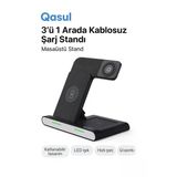 3 Ü 1 Arada Katlanabilir Kablosuz Şarj Cihazı -Telefon, Kulaklık, Akıllı Saat Uyumlu