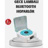 3-Ü-1 Gece Işığı Bluetooth Hoparlör Dijital Saat Vintage Plak Çalar Tasarımlı Midastech