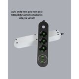 3 USB Çıkışlı Hızlı Şarjlı Anahtarlı Üçlü Priz - 11 Adet - Çok Renkli