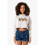 3 Wise Beagles Christmas Beyaz Kırçıllı Kadın Crop Tshirt