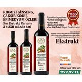 3 x 250 ml Kırmızı Ginseng, Çakşır Kökü & Epimedyum Özleri Sıvı Ekstrakt Karışımı Lokman Hekim Hayat