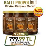 3 x 420 gr Ballı Propolisli Karışık Bitkisel Macun – Arı Sütü, Ekinezya & Harnup Pekmezli Doğal Destek Lokman Hekim - 1300 g