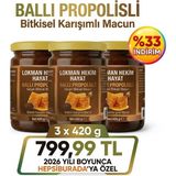 3 x 420 gr Ballı Propolisli Karışık Bitkisel Macun – Arı Sütü, Ekinezya & Harnup Pekmezli Doğal Destek Lokman Hekim Hayat - 1,3 kg