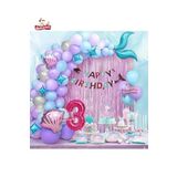 3 Yaş Deniz Kızı Banner Balon Mavi Mor Balonlar Folyo Saçak Perde Seti Doğum Günü Parti Süsü, 49845846858