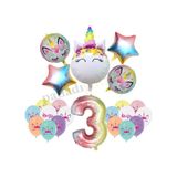 3 Yaş Gökkuşağı Konsepti Unicorn Temalı Doğum Günü Parti Kutlama Seti
