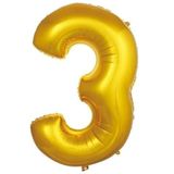 3 Yaş Rakam Folyo Balon, Altın Rengi, Doğum Günü Parti Süslemesi
