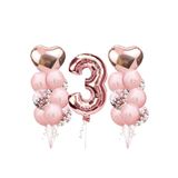 3 Yaş Rose Gold Doğum Günü Balon Seti