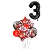 3 Yaş Siyah Rakam Balonlu Şimşek Mcqueen Balon Seti Arabalar (Cars) Konfetili Şeffaf Balon