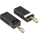 30.000 Mah Güneş Enerjili Powerbank – 22.5W Hızlı Şarj, Çoklu USB Çıkış, Dahili Kablo ve Dijital Ekranlı Taşınabilir Şarj Cihazı - Siyah