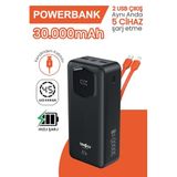 30.000 mAh Hızlı Şarj Powerbank 22.5 W Kendinden Kablolu Göstergeli Taşınabilir Batarya