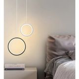 Ø30-25CM Halka Sarkıt LED Avize, 3000K Işık, Kumandalı, Modern Sarkıt, LED Lamba, Dekoratif Avize - Siyah