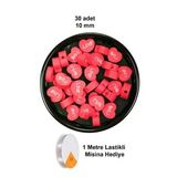 30 Adet 10 Mm Polimer Kil Fimo Boncuk Takı Bileklik + 1 Metre Lastikli Misina Hediye - Kalp Love