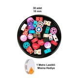 30 Adet 10 Mm Polimer Kil Fimo Boncuk Takı Bileklik + 1 Metre Lastikli Misina Hediye - Karışık Renkli