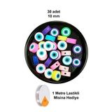 30 Adet 10 Mm Polimer Kil Fimo Boncuk Takı Bileklik + 1 Metre Lastikli Misina Hediye - Nazar Boncuğu