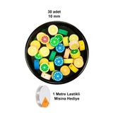 30 Adet 10 Mm Polimer Kil Fimo Boncuk Takı Bileklik + 1 Metre Lastikli Misina Hediye - Renkli Limon