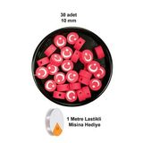 30 Adet 10 Mm Polimer Kil Fimo Boncuk Takı Bileklik + 1 Metre Lastikli Misina Hediye - Türk Bayrağı