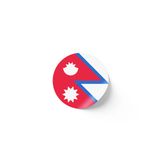 30 Adet - 5.5 cm Sticker Etiket - Vektörel Ülke Bayraklı Nepal Bayrağı