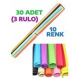 30 Adet 50x70 Cm Fon Kartonu 10 Renk(3 Rulo) Fon Kartonu