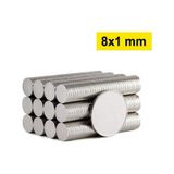 30 Adet 8x1mm Yuvarlak Neodyum Mıknatıs Magnet, Buzdolabı Magneti Mıknatısı