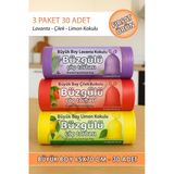 30 Adet Büyük Boy Kokulu Büzgülü Çöp Poşetleri Limon Çilek Ve Lavanta Kokulu Çöp Torbaları 65X70 Cm
