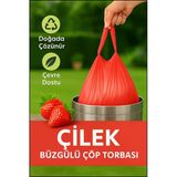 30 Adet Çilek Kokulu Büzgülü Orta Boy Avantaj Paket Çöp Poşetleri Çöp Torbaları 55X60 cm