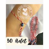 30 Adet Nazar Boncuklu Marteniçka Bileklik – Bahar Ve Şans Dilek İpi (Kırmızı Beyaz)