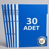 30 Adet Nistabolje A4 Mavi Telli Dosya, Şeffaf Ön Yüz ve Metal Dayanaklı Kilit Özelliği