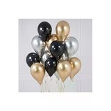 30 Adet Parti Balonu - Gold - Gümüş Pastel Siyah Metalik Balon