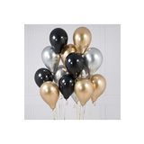 30 Adet Parti Balonu - Gold - Gümüş Pastel Siyah Metalik Balon