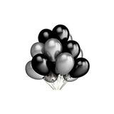 30 Adet Parti Balonu - Gümüş -Pastel Siyah Metalik Balon