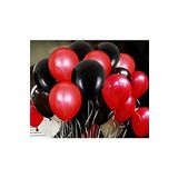 30 Adet Parti Balonu - Kırmızı -Pastel Siyah Metalik Balon