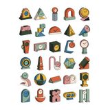 30 Adet Postmodern Masa Saati Sticker Seti - Laptop, Ajanda Ve Defter İçin