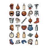 30 Adet Retro Boks Ekipmanları Sticker Seti - Laptop, Matara, Ajanda