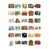 30 Adet Retro Masa Radyosu Sticker Seti - Laptop, Ajanda Ve Kılıf İçin