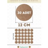 30 cm Çap 12 Adet Supla Amerikan Servis Runner MDF Duralit Magnet Altı Ahşap 3 mm (2,7 mm) Kalınlık