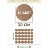 30 cm Çap 30 Adet Supla Amerikan Servis Runner MDF Duralit Magnet Altı Ahşap 3 mm (2,7 mm) Kalınlık