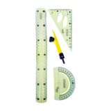 30 Cm Esnek Kırılmaz Cetvel Takımı 4 Lü Set Cetvel,pergel,açıölçer Ve Pergelli Set - Sarı Sarı