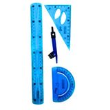 30 Cm Esnek Kırılmaz Cetvel Takımı 4 Lü Set (Cetvel,Pergel,Açıölçer Ve Pergelli Set)