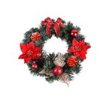 30 Cm Kırmızı Altın Noel Kapı Çelengi | Çam Kozalı Ve Poinsettia Çiçekli Şömine & Duvar Dekoru Vitrin