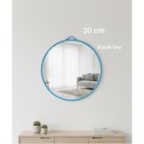 30 Cm Küçük Boy Mavi Çerçeveli Lavabo Makyaj Aynası