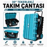 30" İnç Büyük Boy Valiz Tipi Tekerlekli Metal Kilitli Organizerli Takım Çantası Alet Edevat Sandığı