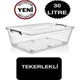 30 Lt Tekerlekli Saklama Kutusu 30 Lt Tekerlekli Saklama Kabı Büyük Depolama Kutusu Büyük Saklama büyük boy