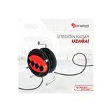 30 Metre 3X2.5mm Cca Kablolu Makara / Plastik Kasa - 4 Prizli