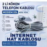 30 Metre Rj11 Telefon Adsl Vdsl Modem Bağlantı Kablosu Kesintisiz İnternet Net Ses Hat Uzatma 30 M