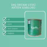 30 Metre Uydu Çanak Anten Sinyal Kablosu Yeşil Kullanıma Hazır 30M